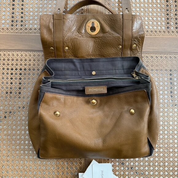 YSL - Yves Saint Laurent MUSE TWO in Brown Leather and Grey Canvas - Picture 6 of 9